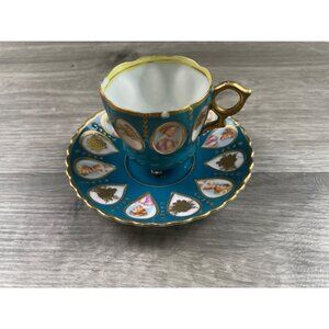 Vintage Chugai China Espresso Cup & Saucer, Hand Painted Made in Occupied Japan